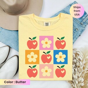 Summer School Teacher Comfort Colors® Shirt, Retro Checkered Summer, Teacher Apple Shirt, Retro Teacher Shirt, Back To School, Teacher Gifts
