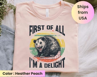 First Of All I'm A Delight Sarcastic Angry Opossum Lover Shirt, Cute Sarcastic, Sarcastic Self Love Shirt, Sarcasm Shirt, Opossum Lover Tee