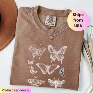Camiseta vintage de mariposa y polilla Comfort Colors®, camiseta con estética cottagecore, camiseta cottagecore, camiseta estética, camiseta cottagecore