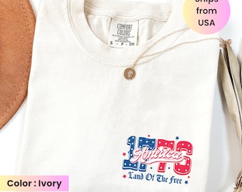 Comfort Colors® America Land of The Free T-shirt, Distressed America Shirt, USA Flag Shirt, America Est 1776 T-shirt, Fourth of July Gift