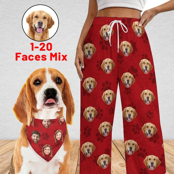 Custom Pajama Pants, Custom Face Pajamas, Personalized Pajama Pants with Face, Photo Pajama Pants, Dog Print Pajamas, Dog Face Pajama Pants