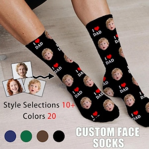 Custom I Love Dad Socks,Custom Face Socks,Custom Father&#39;s Day Gift, Baby Face Socks, Personalized Photo Face Socks,Gift for Dad Papa Grandpa