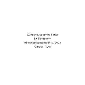 EX Ruby & Sapphire- EX Sandstorm Sorting Cards