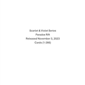 Scarlet & Violet- Paradox Rift Sorting Cards