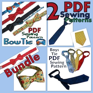 Bow Tie and Neck Tie Bundle of Two PDF Sewing Patterns