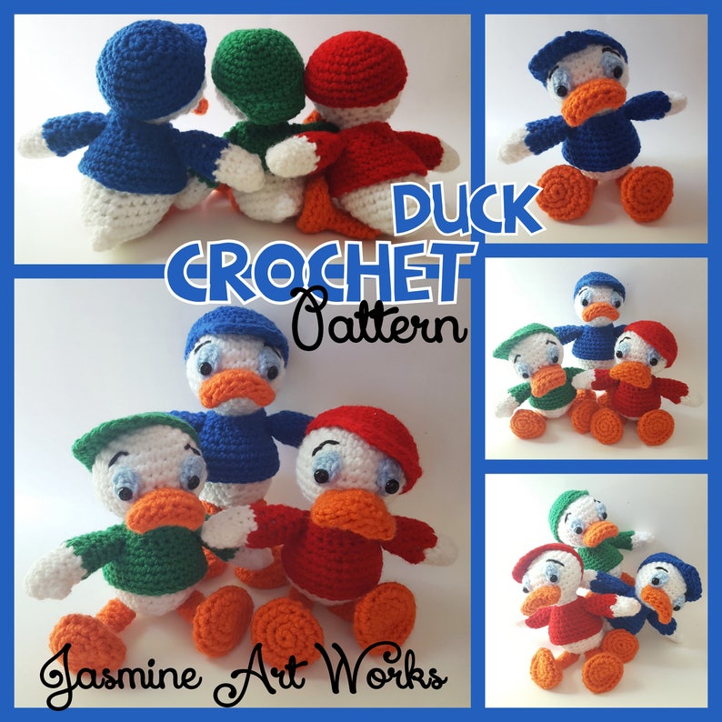 Huey Dewey and Louie Duck Crochet Pattern - Etsy