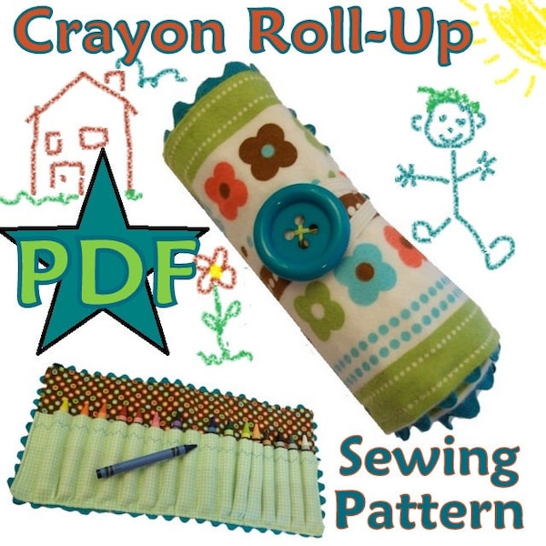 Childrens DIY Crayon RollUp PDF Sewing Pattern