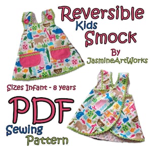 Reversible Kids Smock Apron PDF Sewing Pattern image 1