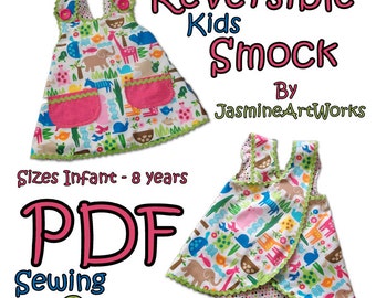 Reversible Kids Smock Apron PDF Sewing Pattern