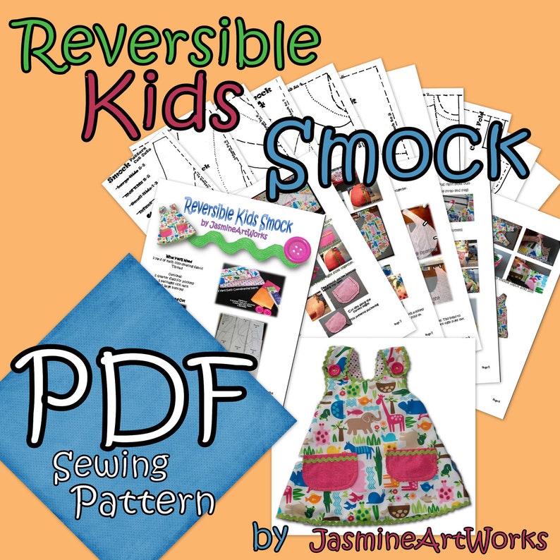 Reversible Kids Smock Apron PDF Sewing Pattern image 2