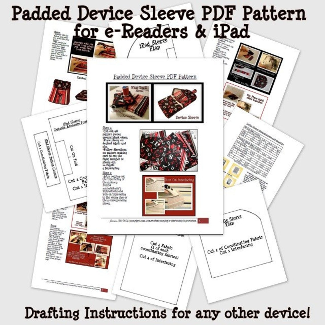 Padded Ereader Sleeve PDF Sewing Pattern Case for the Kindle Etsy