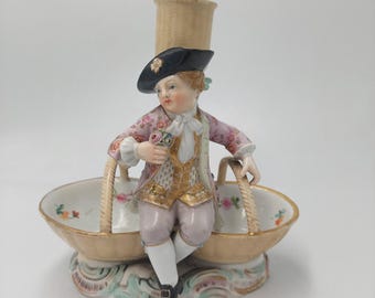 Meissen Boy With Flower Basket Porcelain Figurine, 1880. - Etsy