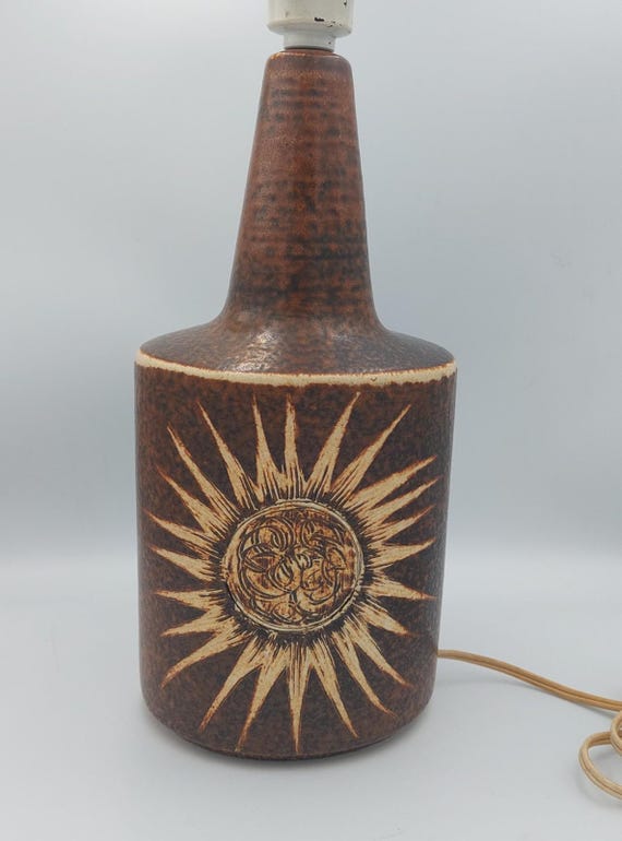 Vintage Soholm Mid Century Modern Sun Series Pottery Denmark Table Lamp 16''