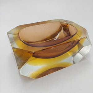 Vintage Murano Flavio Poli Seguso Sommerso Art Glass Italy Block