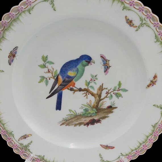 Antique KPM Berlin Porcelain Bird German Hand Painted Gilt Plate