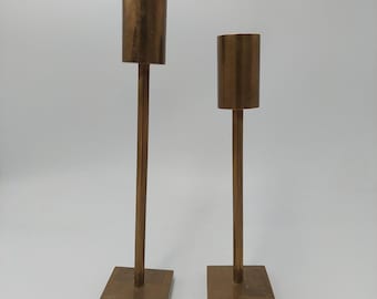 ヴィンテージ ピルコ 真鍮＆レッド キャンドルホルダー - ミッド