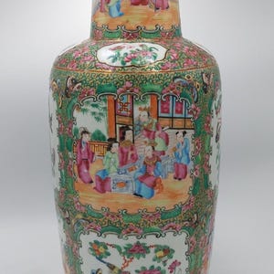 19 Jh. grosse chinesische Porzellanvase Canton Famille Rose 42 cm