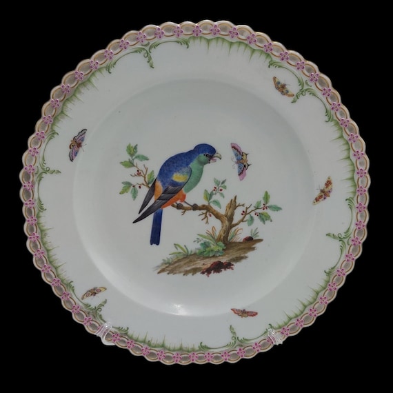 Antique KPM Berlin Porcelain Bird German Hand Painted Gilt Plate