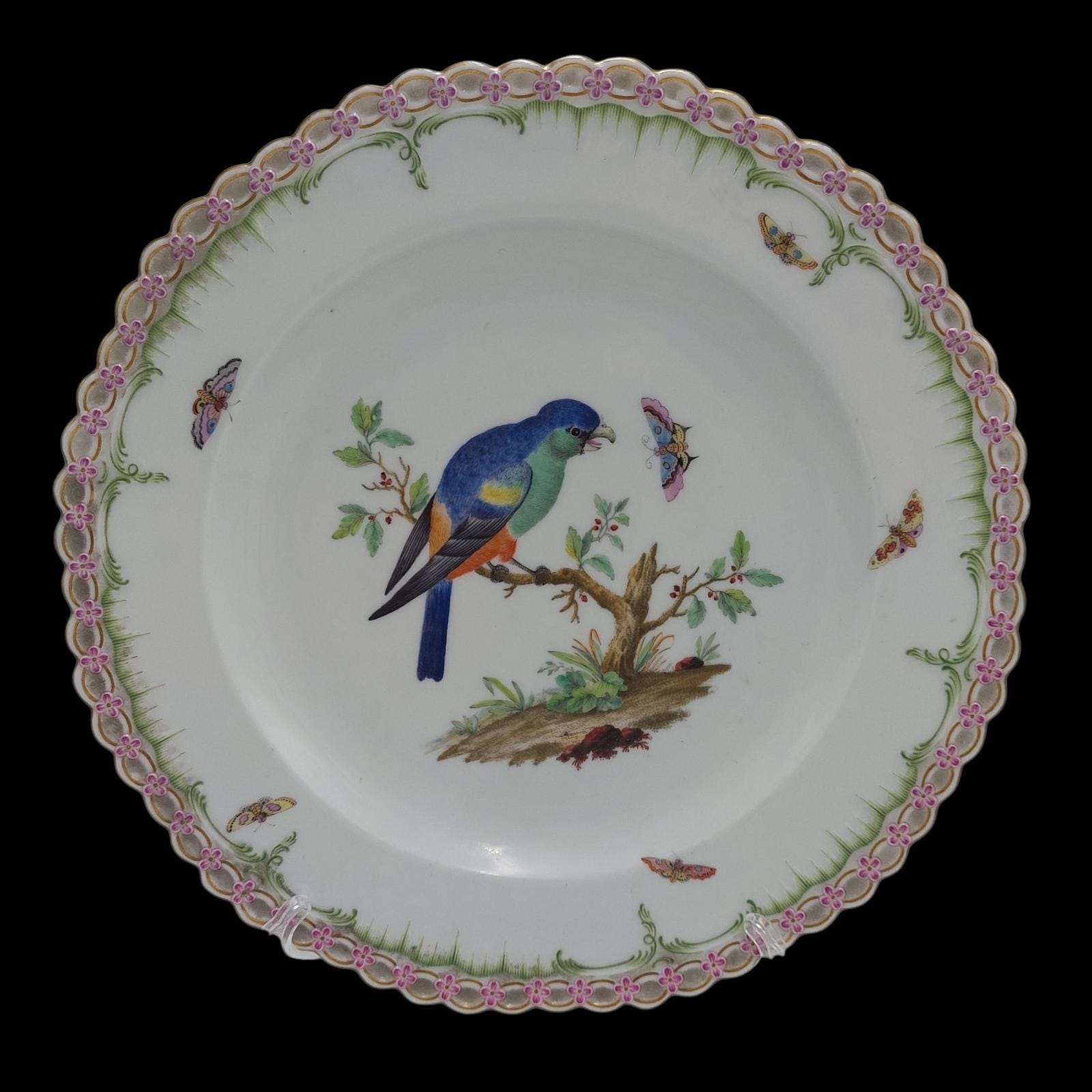 Antique KPM Berlin Porcelain Bird German Hand Painted Gilt Plate