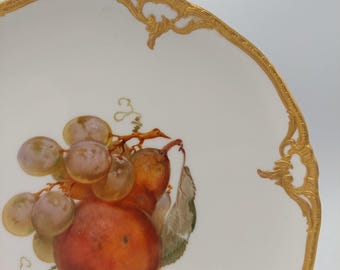 Antique Kpm Berlin Art Nouveau Porcelain Fruit Plate Gold Hand