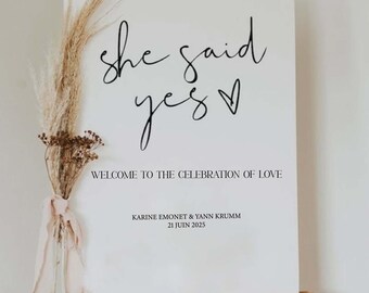 She Said Yes Sign | Acrylic Engagement Party Sign | Modern Minimalist Welcome Sign | Personalized Acrylic Welcome Party Sign | Party Decor
