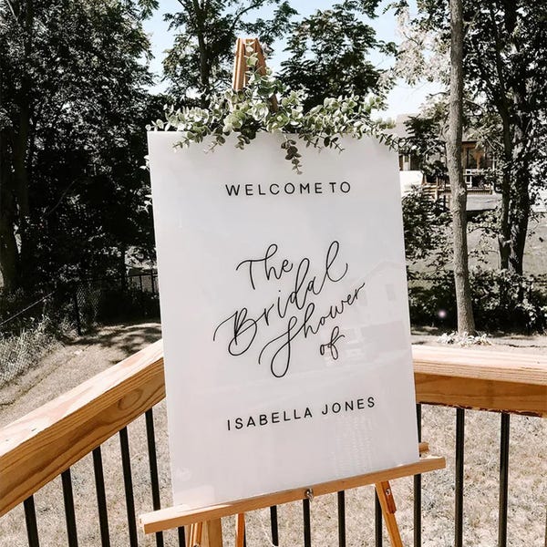 Custom Portrait Acrylic Bridal Shower Sign, Personalized Acrylic Welcome Party Sign,Wedding Shower Bride To Be Bachelorette Sign,Party Decor