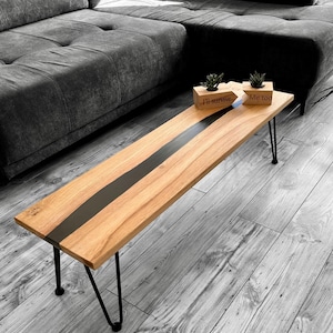 Oak and epoxy resin coffee table