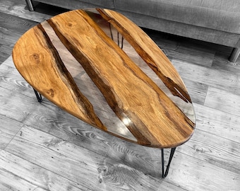Solid wood & epoxy resin coffee table – unique handcrafted piece