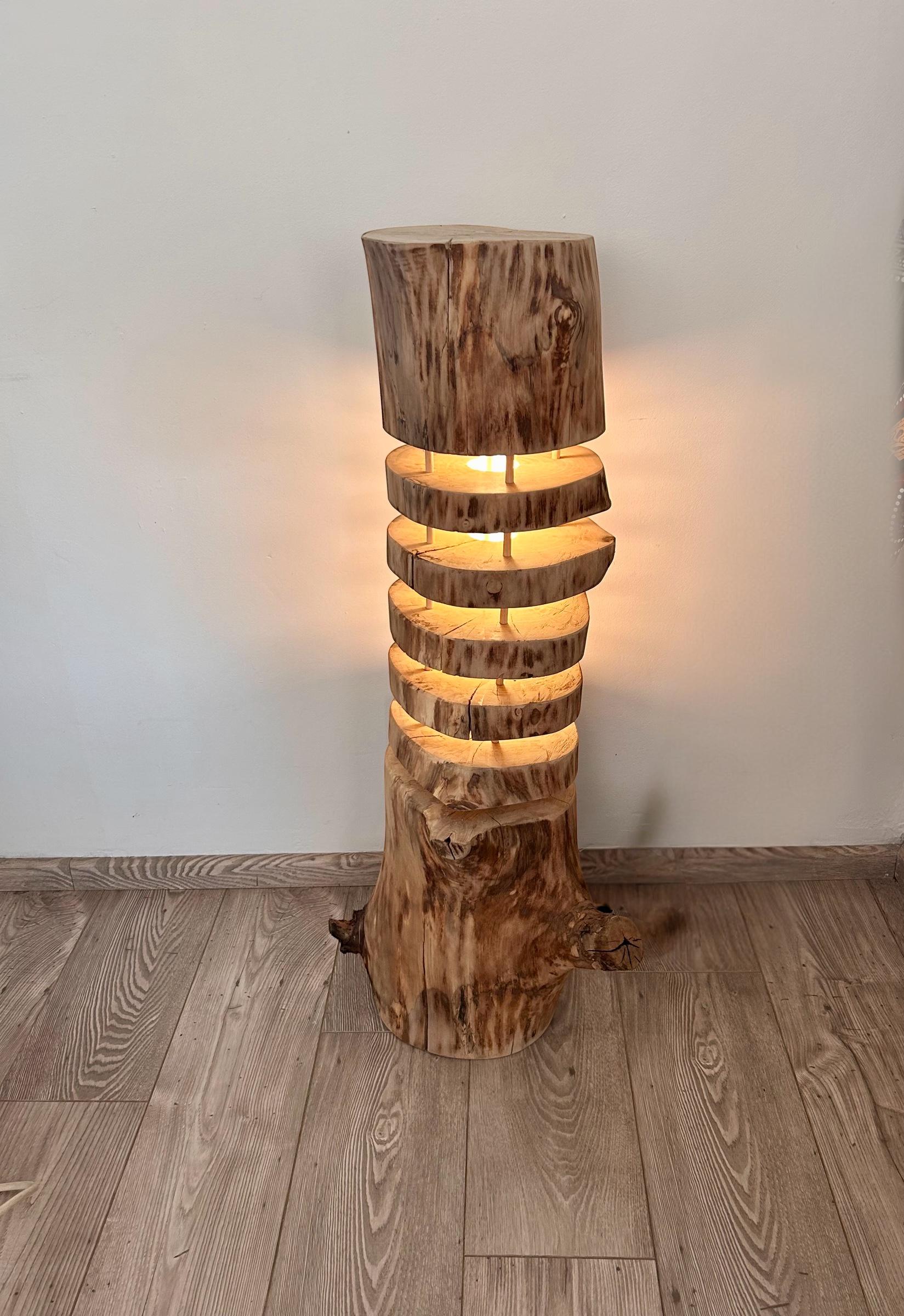 LAMPE DE TABLE En Bois Flotté En Bois Massif Brun Lampe Thaï EUR 215,38