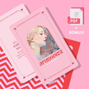 Deck Oracle d'amour-propre d'Aphrodite + Journal bonus | 54 cartes d'affirmation imprimables pour la guérison, l'estime de soi et la croissance intérieure | Kit numérique