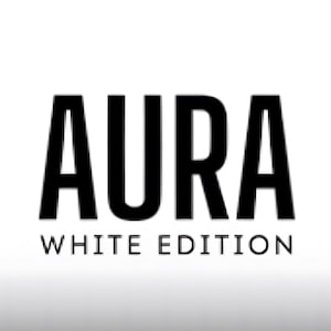 May include: The word "AURA" in bold, black capital letters is centered at the top of a white background. Below, the words "WHITE EDITION" are in smaller, black capital letters. The overall design is simple and modern.