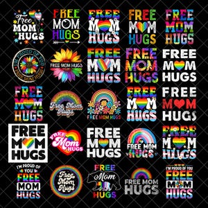 Free Mom Hugs Png Bundle, Proud Mom Png, Free Mom Hugs Png, Gay Pride Png, Lgbtq Proud Mom Png, Mothers Day Png, Sublimation Design