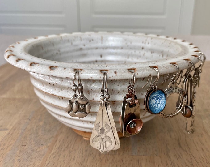Earring Bowl Jewelry Bowl Earring Holder Jewelry Organizer Rustic White