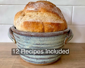 Bread Baker, Pottery Bread Baking Crock with 12 Recipes Included, Ceramic Baker, In Stock, Ready to Ship, Pottery Bread Pan