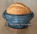 Bread Baker - Pottery Bread Baking Pot in Blue Glaze - 12 Recipes Included - Stoneware Bread Baker- In Stock - Ceramic Baker