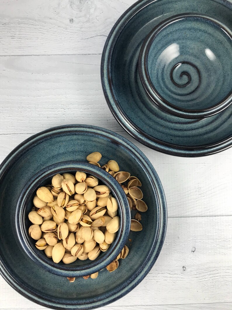 Pistachio Bowl In Stock Double Dish Nut Bowl Ceramic Nut Etsy