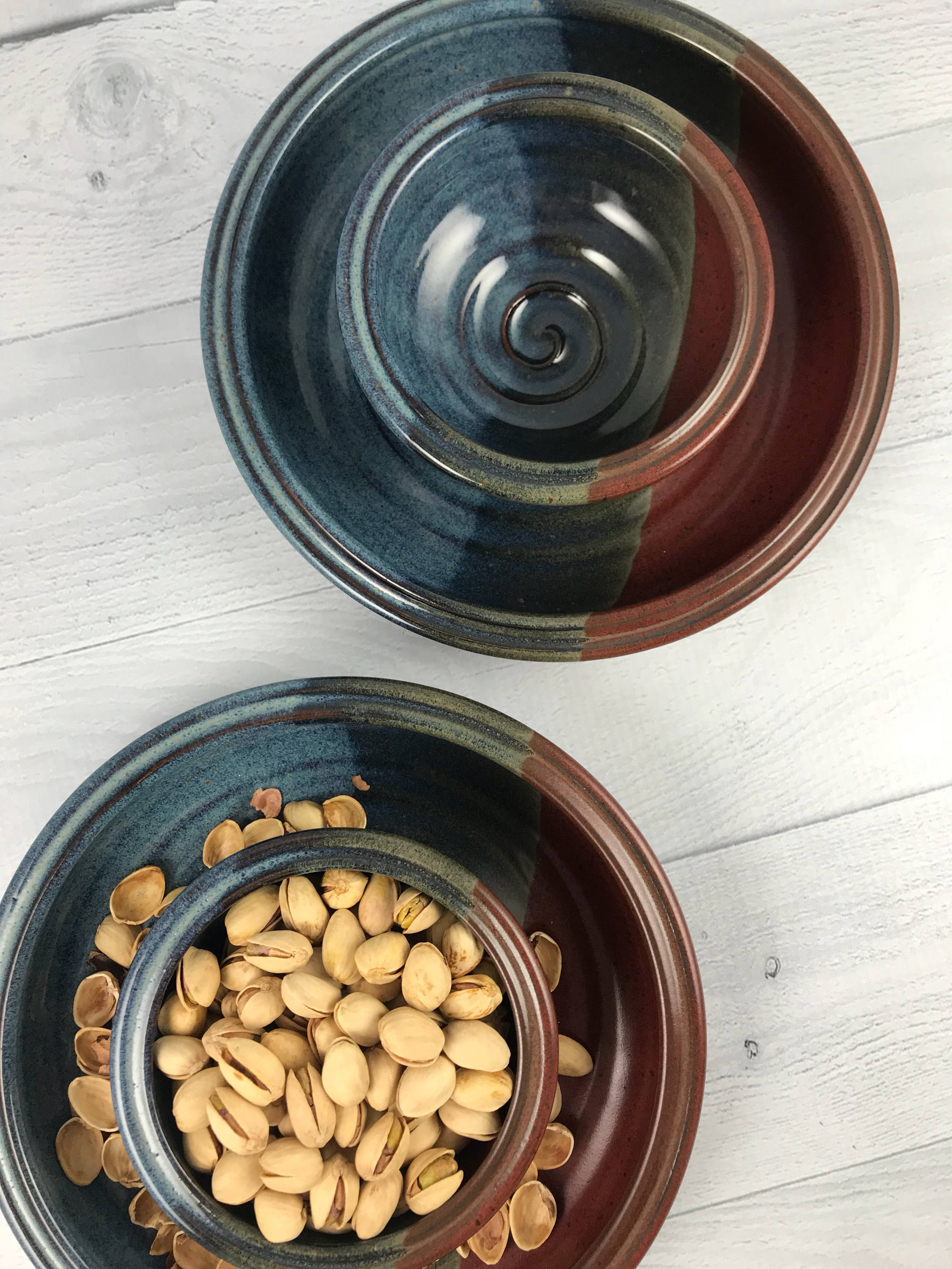 Pistachio Bowl Double Dish Nut Bowl Pottery Pistachio Bowl Etsy