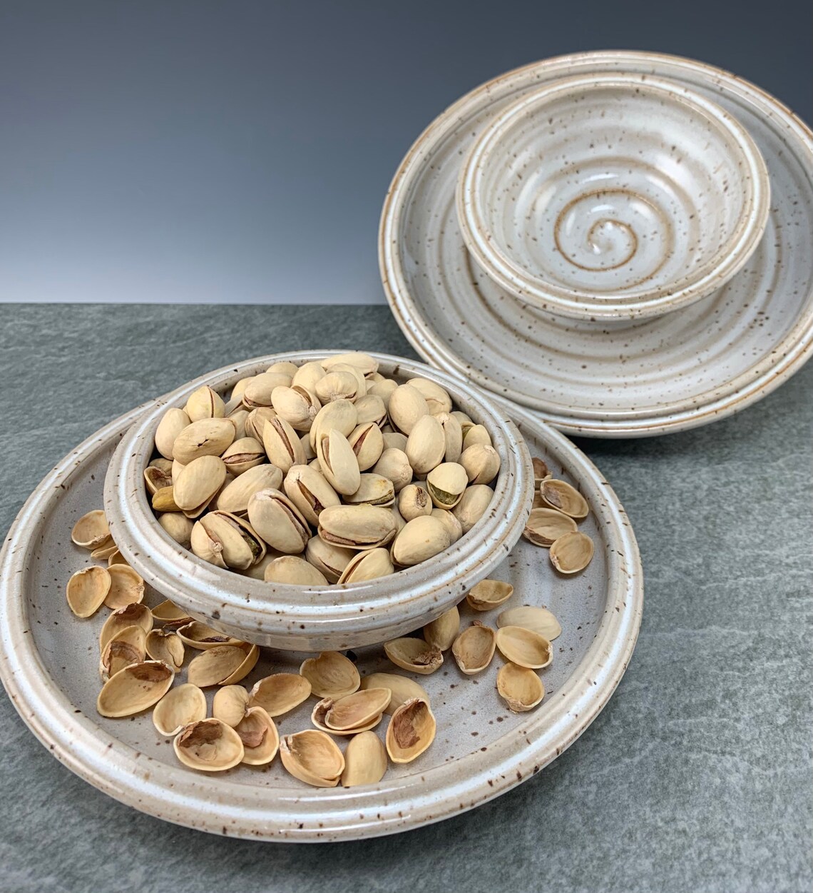 Pistachio Bowl Double Dish Nut Bowl Two Section Bowl Etsy
