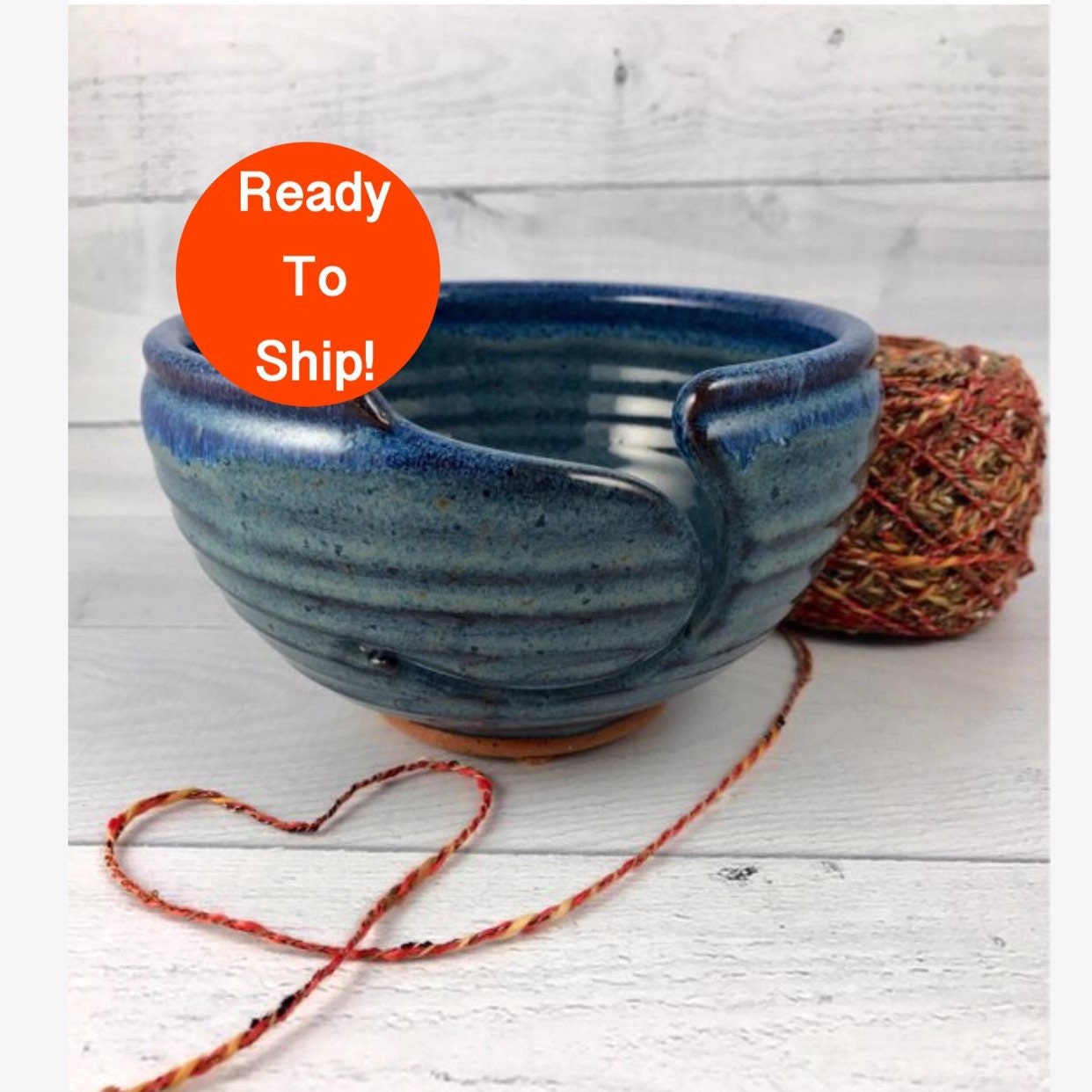 Yarn Bowl Large Knitting Bowl Ceramic Yarn Bowl Blue Etsy