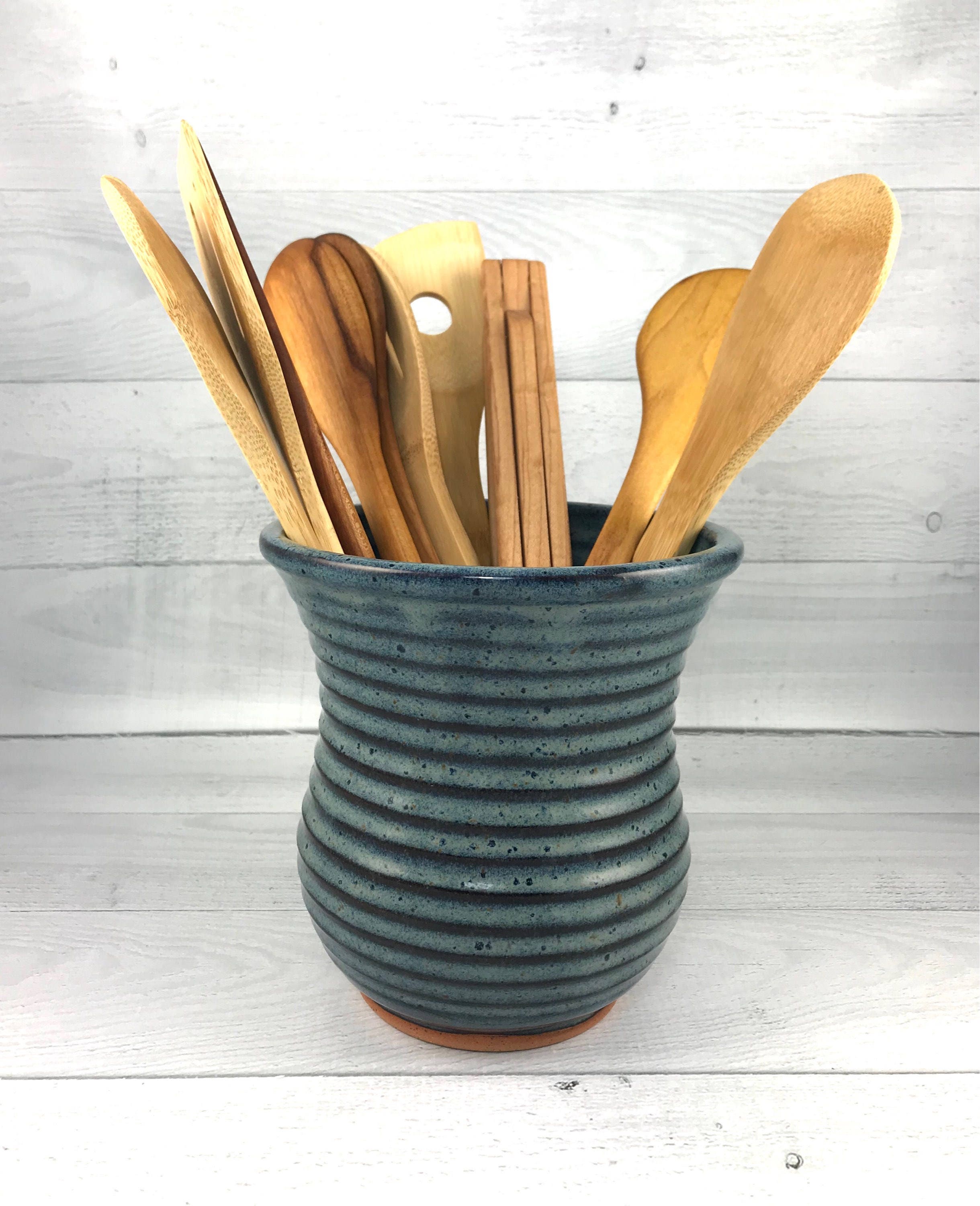 Utensil Jar Pottery Spoon Jar Large Utensil Crock in our Etsy