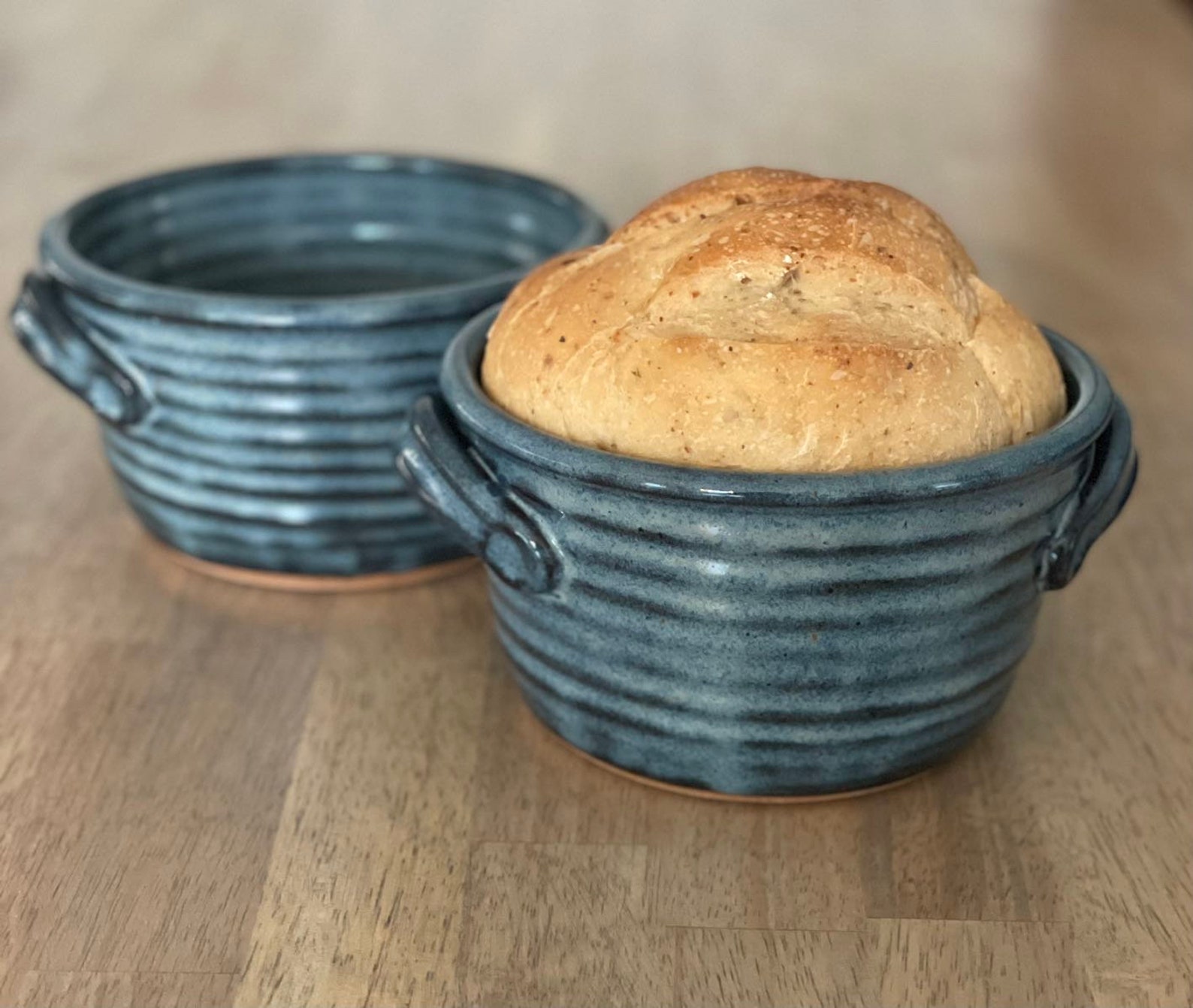 Bread Baker Pottery Bread Baking Pot in Blue Glaze 12 Etsy