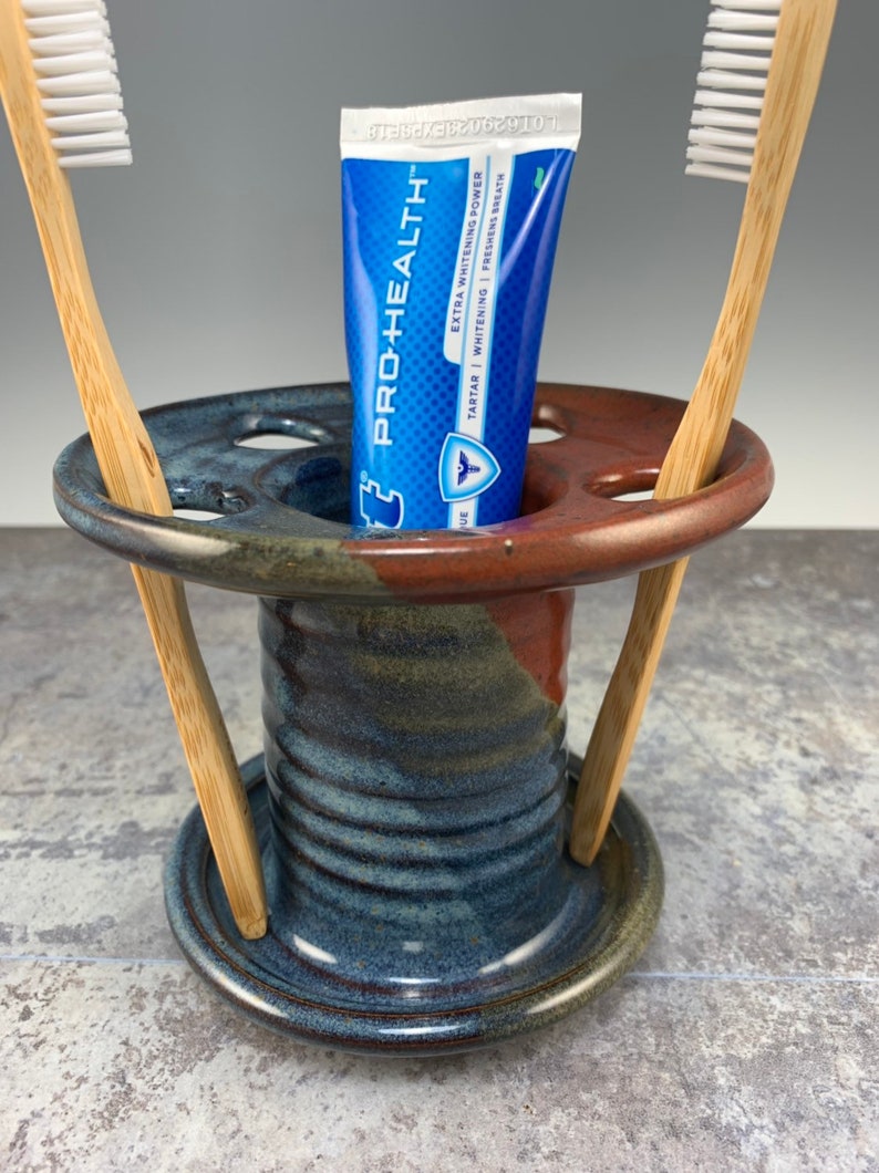 Toothbrush Holder Toothpaste Caddy Pottery Toothbrush Etsy