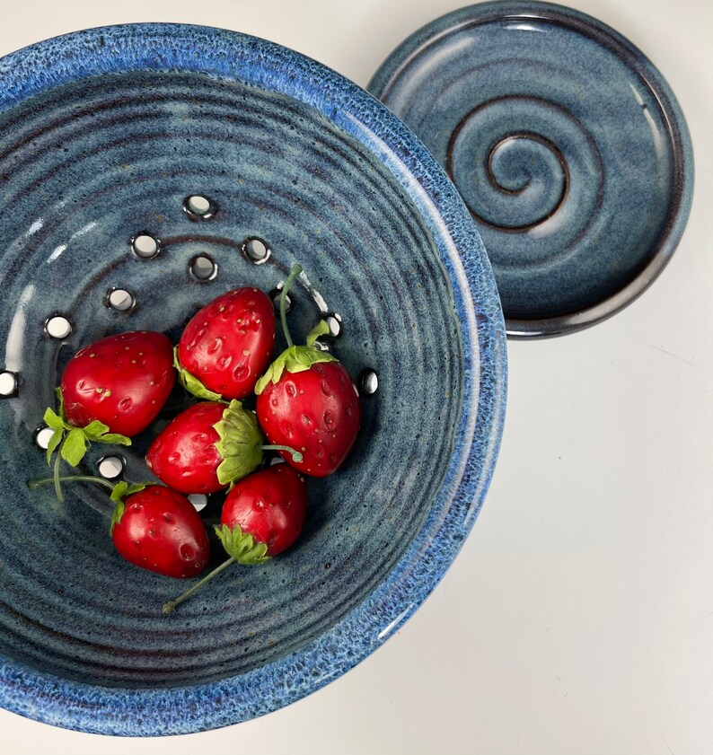 Berry Bowl Colander Fruit Bowl with Saucer Handmade Etsy