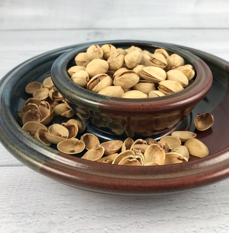 Pistachio Bowl Double Dish Nut Bowl Pottery Pistachio Bowl Etsy