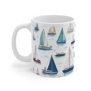 Sailing Adventures Mug, Nautical Coffee Cup, Marine Lover Gift, Beach Decor,Sailboat Design, Perfect for Gifts & Occasions, Refreshing mug