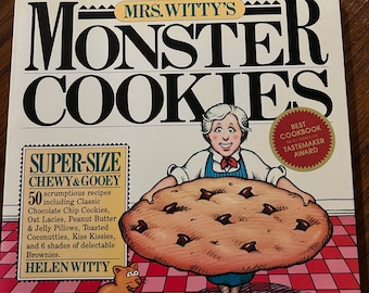Libro tascabile vintage di Mrs. Witty's Monster Cookies del 1983, ricco di ottime ricette