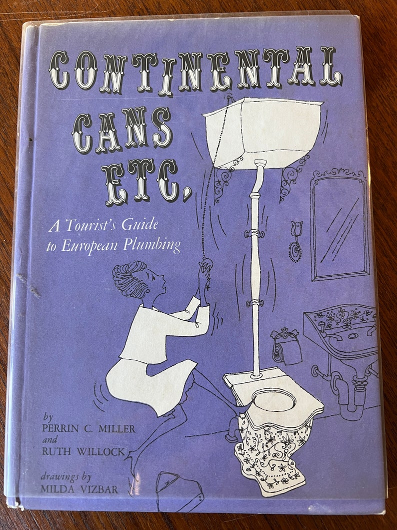1960 Continental Cans Etc. Una guida turistica agli impianti idraulici europei, libro con copertina rigida vintage divertente immagine 1