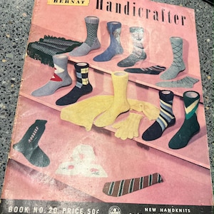 1949 Bernat Handicrafter Book no 20 New Handknits Socks anklets and Accessories