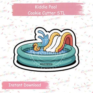 Kiddie Pool Cookie Cutter | Digital STL file for instant download and 3D printing, summer celebration, pool party, kid&#39;s birthday party