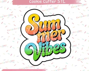 Summer Vibes Cookie Cutter | STL file for instant download and 3D printing